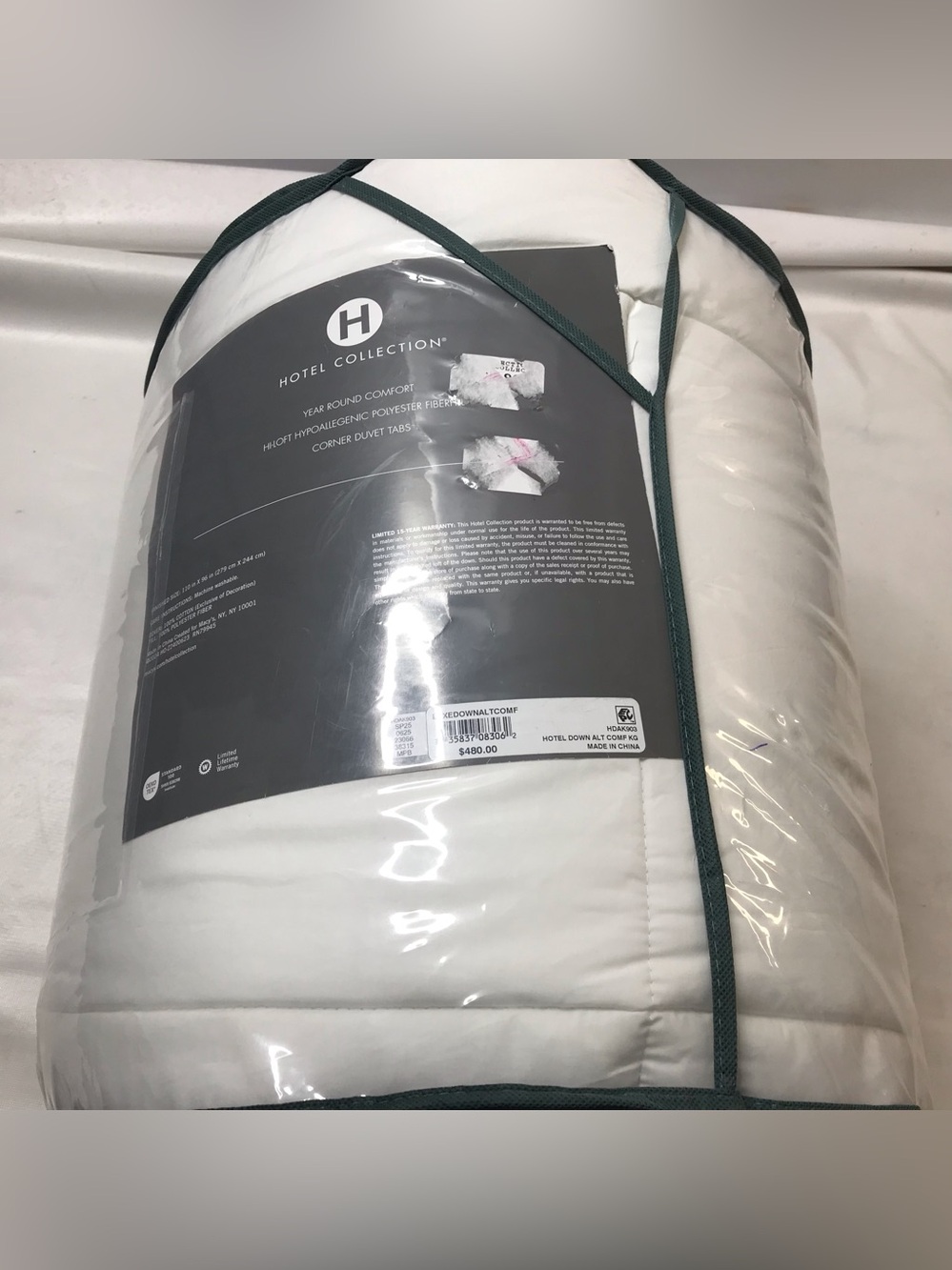 Hotel Collection Luxe Down Alternative Hypoallergenic Comforter King White New